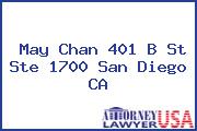 May Chan 401 B St Ste 1700 San Diego CA