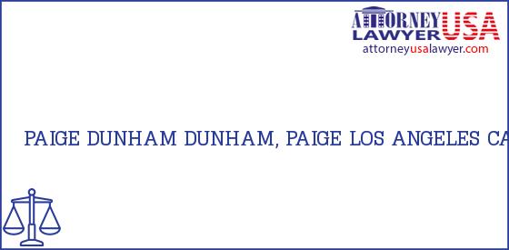 Telephone, Address and other contact data of PAIGE DUNHAM, LOS ANGELES, CA, USA