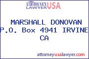 MARSHALL DONOVAN P.O. Box 4941 IRVINE CA