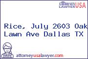 Rice, July 2603 Oak Lawn Ave Dallas TX