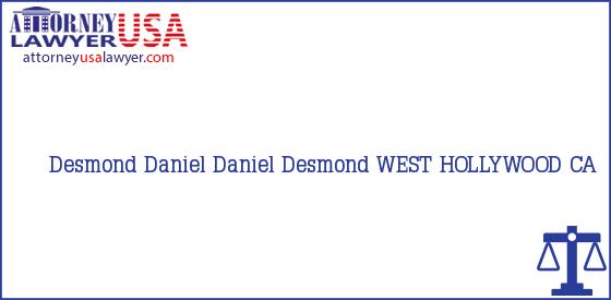 Telephone, Address and other contact data of Desmond Daniel, WEST HOLLYWOOD, CA, USA