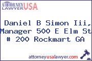 Daniel B Simon Iii, Manager 500 E Elm St # 200 Rockmart GA