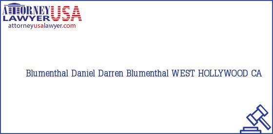 Telephone, Address and other contact data of Blumenthal Daniel, WEST HOLLYWOOD, CA, USA