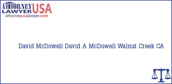 Telephone, Address and other contact data of David McDowell, Walnut Creek, CA, USA