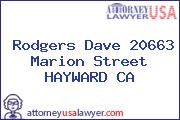 Rodgers Dave 20663 Marion Street HAYWARD CA
