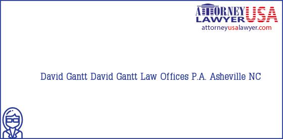 Telephone, Address and other contact data of David Gantt, Asheville, NC, USA