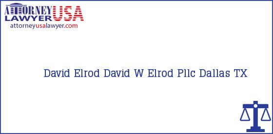 Telephone, Address and other contact data of David Elrod, Dallas, TX, USA
