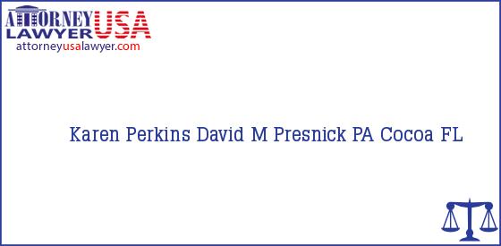 Telephone, Address and other contact data of Karen Perkins, Cocoa, FL, USA
