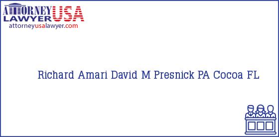 Telephone, Address and other contact data of Richard Amari, Cocoa, FL, USA