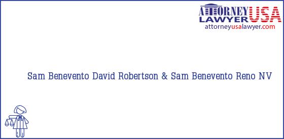 Telephone, Address and other contact data of Sam Benevento, Reno, NV, USA
