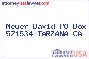 Meyer David PO Box 571534 TARZANA CA