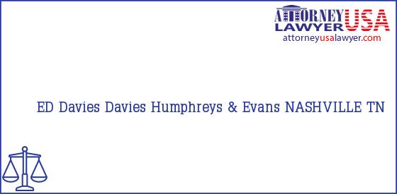 Telephone, Address and other contact data of ED Davies, NASHVILLE, TN, USA