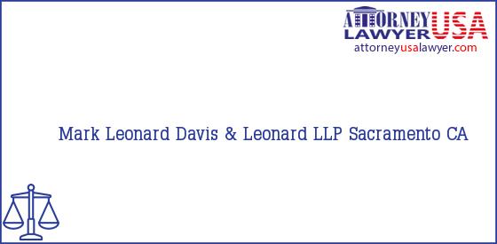 Telephone, Address and other contact data of Mark Leonard, Sacramento, CA, USA