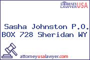 Sasha Johnston P.O. BOX 728 Sheridan WY