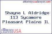 Shayne L Aldridge 113 Sycamore Pleasant Plains IL