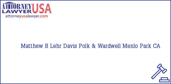 Telephone, Address and other contact data of Matthew B Lehr, Menlo Park, CA, USA