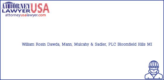 Telephone, Address and other contact data of William Rosin, Bloomfield Hills, MI, USA