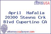 April  Hafalia 20300 Stevns Crk Blvd Cupertino CA