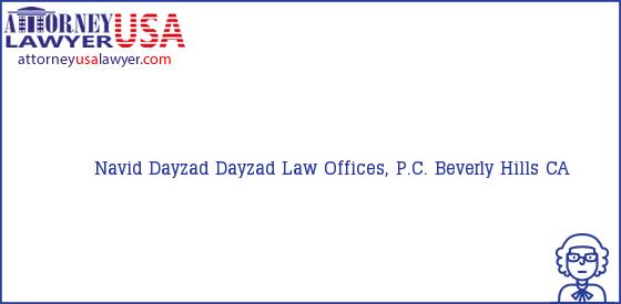 Telephone, Address and other contact data of Navid Dayzad, Beverly Hills, CA, USA