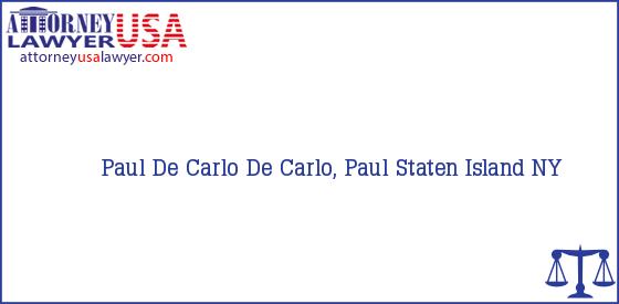 Telephone, Address and other contact data of Paul De Carlo, Staten Island, NY, USA