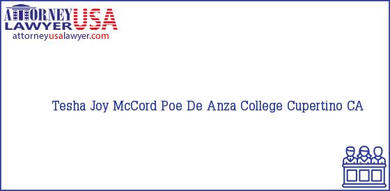 Telephone, Address and other contact data of Tesha Joy McCord Poe, Cupertino, CA, USA