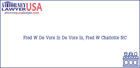 Telephone, Address and other contact data of Fred W De Vore Iii, Charlotte, NC, USA