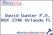 David Gunter P.O. BOX 2346 Orlando FL