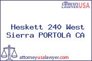 Heskett 240 West Sierra PORTOLA CA
