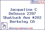 Jacqueline C DeSouza 2397 Shattuck Ave #202 Berkeley CA