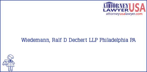 Telephone, Address and other contact data of Wiedemann, Ralf D, Philadelphia, PA, USA