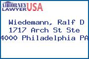 Wiedemann, Ralf D 1717 Arch St Ste 4000 Philadelphia PA