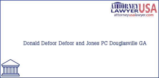 Telephone, Address and other contact data of Donald Defoor, Douglasville, GA, USA