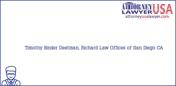 Telephone, Address and other contact data of Timothy Binder, San Diego, CA, USA