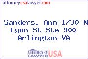 Sanders, Ann 1730 N Lynn St Ste 900 Arlington VA