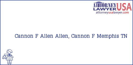 Telephone, Address and other contact data of Cannon F Allen, Memphis, TN, USA