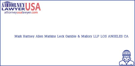 Telephone, Address and other contact data of Mark Hartney, LOS ANGELES, CA, USA