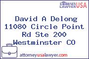 David A Delong 11080 Circle Point Rd Ste 200 Westminster CO