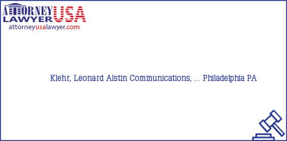 Telephone, Address and other contact data of Klehr, Leonard, Philadelphia, PA, USA