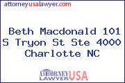 Beth Macdonald 101 S Tryon St Ste 4000 Charlotte NC