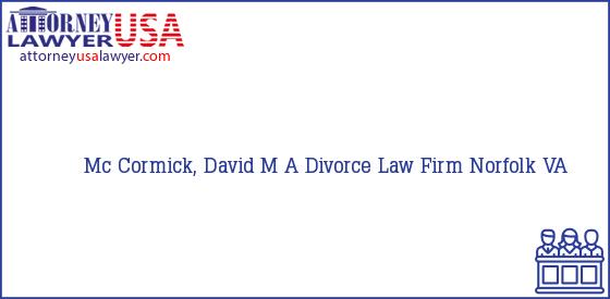Telephone, Address and other contact data of Mc Cormick, David M, Norfolk, VA, USA