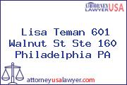 Lisa Teman 601 Walnut St Ste 160 Philadelphia PA