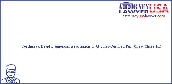 Telephone, Address and other contact data of Torchinsky, David B, Chevy Chase, MD, USA