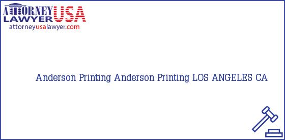Telephone, Address and other contact data of Anderson Printing, LOS ANGELES, CA, USA
