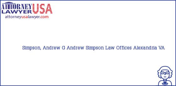 Telephone, Address and other contact data of Simpson, Andrew G, Alexandria, VA, USA