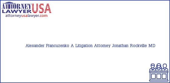 Telephone, Address and other contact data of Alexander Francuzenko, Rockville, MD, USA