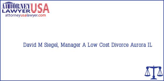 Telephone, Address and other contact data of David M Siegel, Manager, Aurora, IL, USA