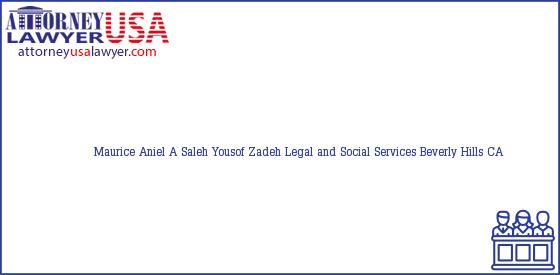 Telephone, Address and other contact data of Maurice Aniel, Beverly Hills, CA, USA