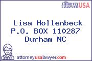 Lisa Hollenbeck P.O. BOX 110287 Durham NC
