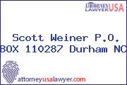Scott Weiner P.O. BOX 110287 Durham NC