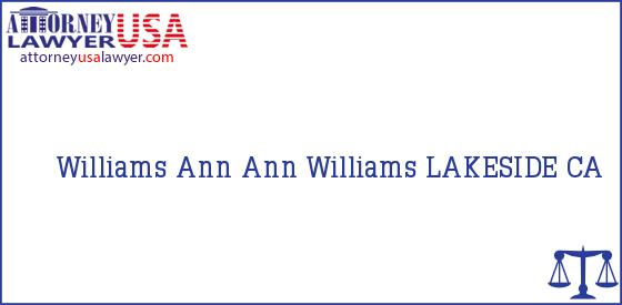 Telephone, Address and other contact data of Williams Ann, LAKESIDE, CA, USA
